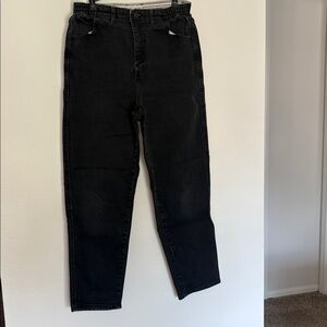 VINTAGE Lee Black Charcoal Denim Pants Side Elastic Mom Jeans 31” waist